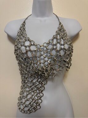 SHEIN Silver Chainmail Halter Necklace Top - SUPER LIGHTWEIGHT